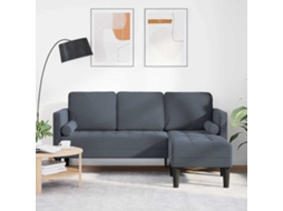 Conjunto de Sofás Vidaxl Com Almofada Cinza Poliéster Escuro