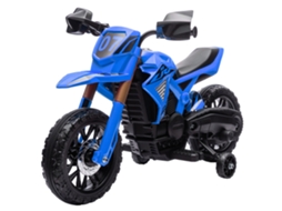 Mota Elétrica Para Crianças Moto A Bateria Para 6v Com Rodas De Treino E Buzina 105x57x62 Cm Azul