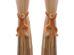 Laxiscreed Presente Chave De Cortina Com Tema Macaco De Cauda Longa, Light Brown, Par De Clips Para Cortinas