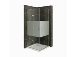 Cabine de Duche Matilde 90x90x180cm -NÃO REVERSÍVEL- Porta articulada, Ajuste 88,9-90,4x88,9-90,4cm | Perfis Cromados, Vidro meio fosco 6mm