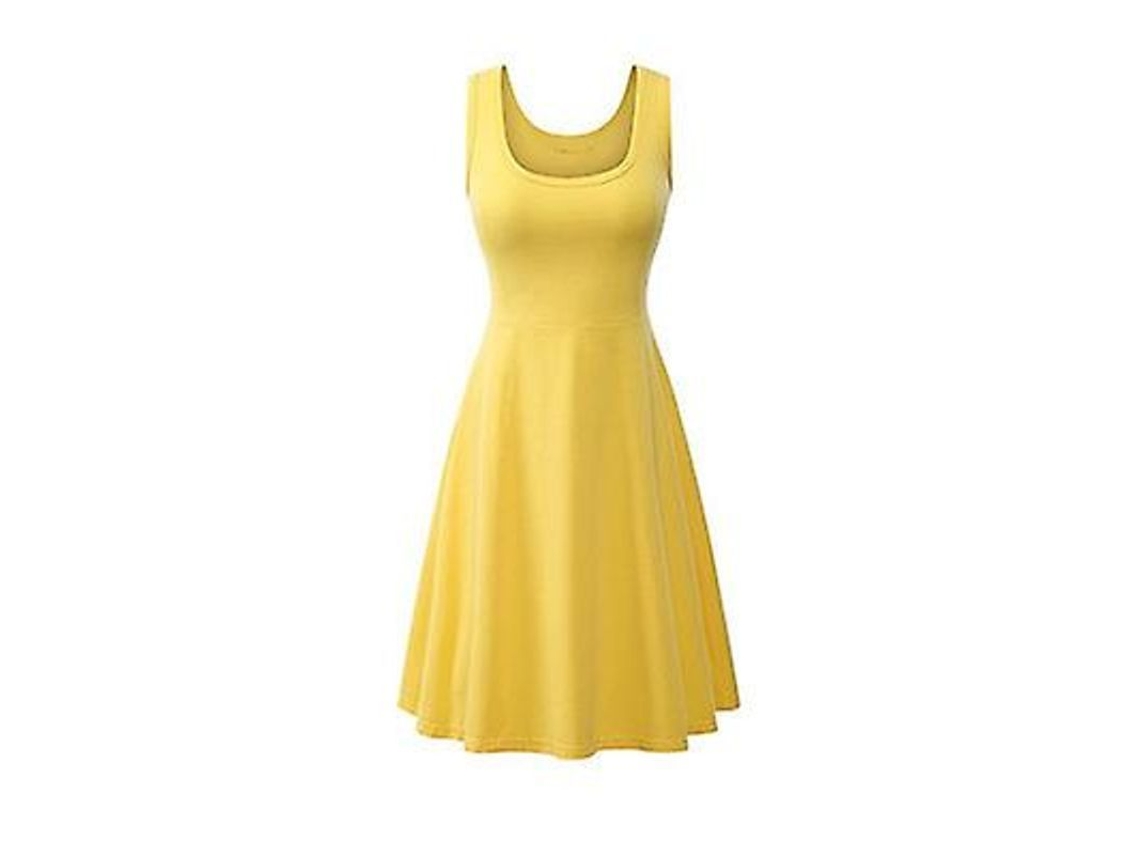 2026 vestido de Verano Mujer Sexy Sin Mangas Cuadrado Liso A line Cintura Alta Casual Rojo Tela Algodón Poliéster