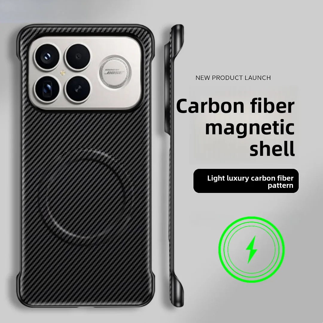 (preto, Poco F8 Pro) Capa Para Celular Sem Moldura Com Textura De Fibra De Carbono, Resistente A Quedas E Com Carregamento Magnético.