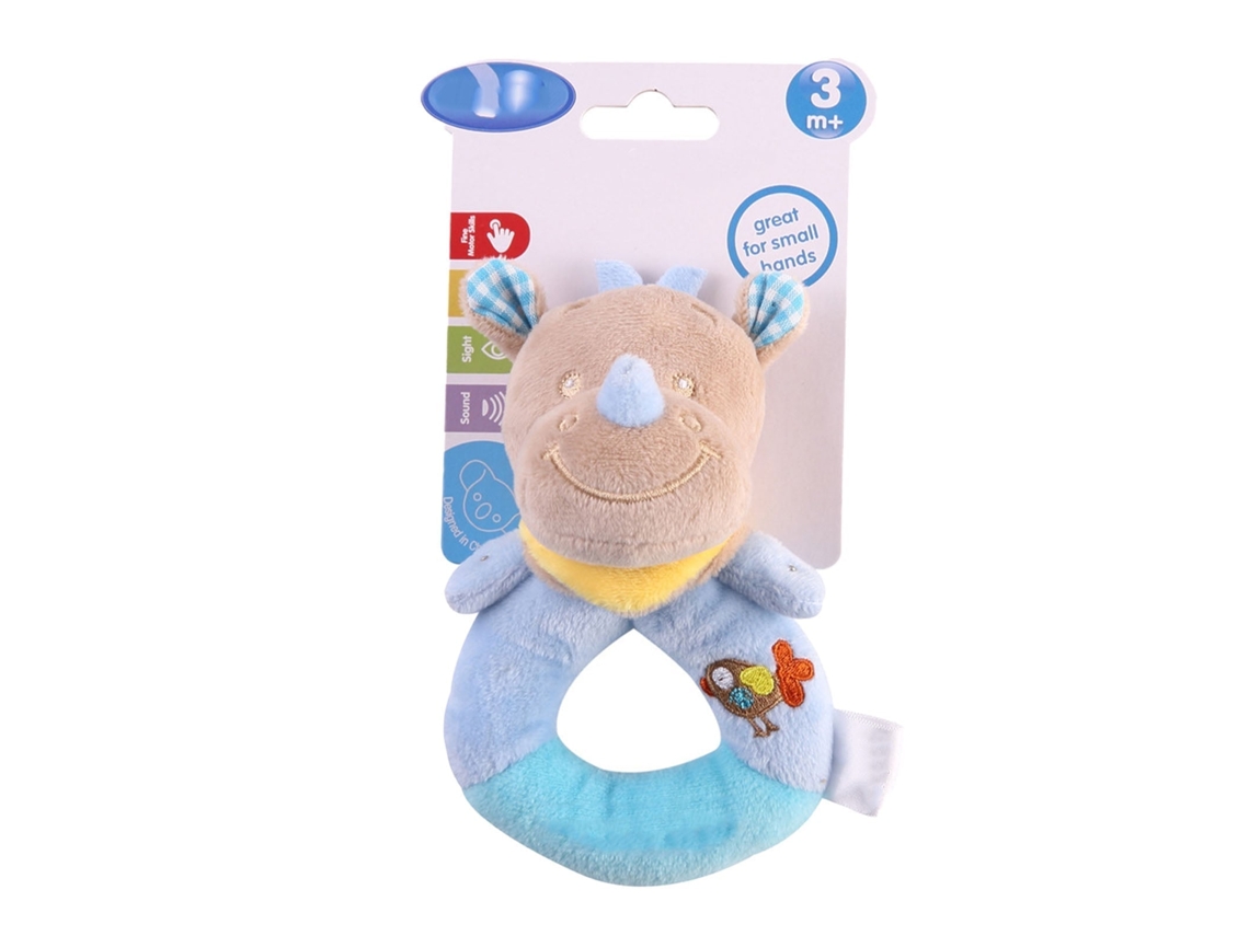 Primerox brinquedo de Chocalho de Pelúcia Macia para Bebê Animal Cartoon Som Suave Rinoceronte Azul