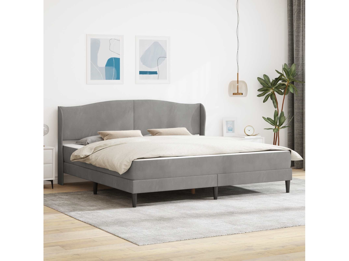 Vidaxl Estrutura Da Cama Cinzento-claro 200 X 200 Cm Veludo