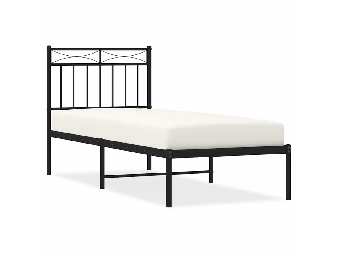 Estrutura de Cama Metal Sem Colchão com Cabeceira Preto MAISON EXCLUSIVE 75x190 cm