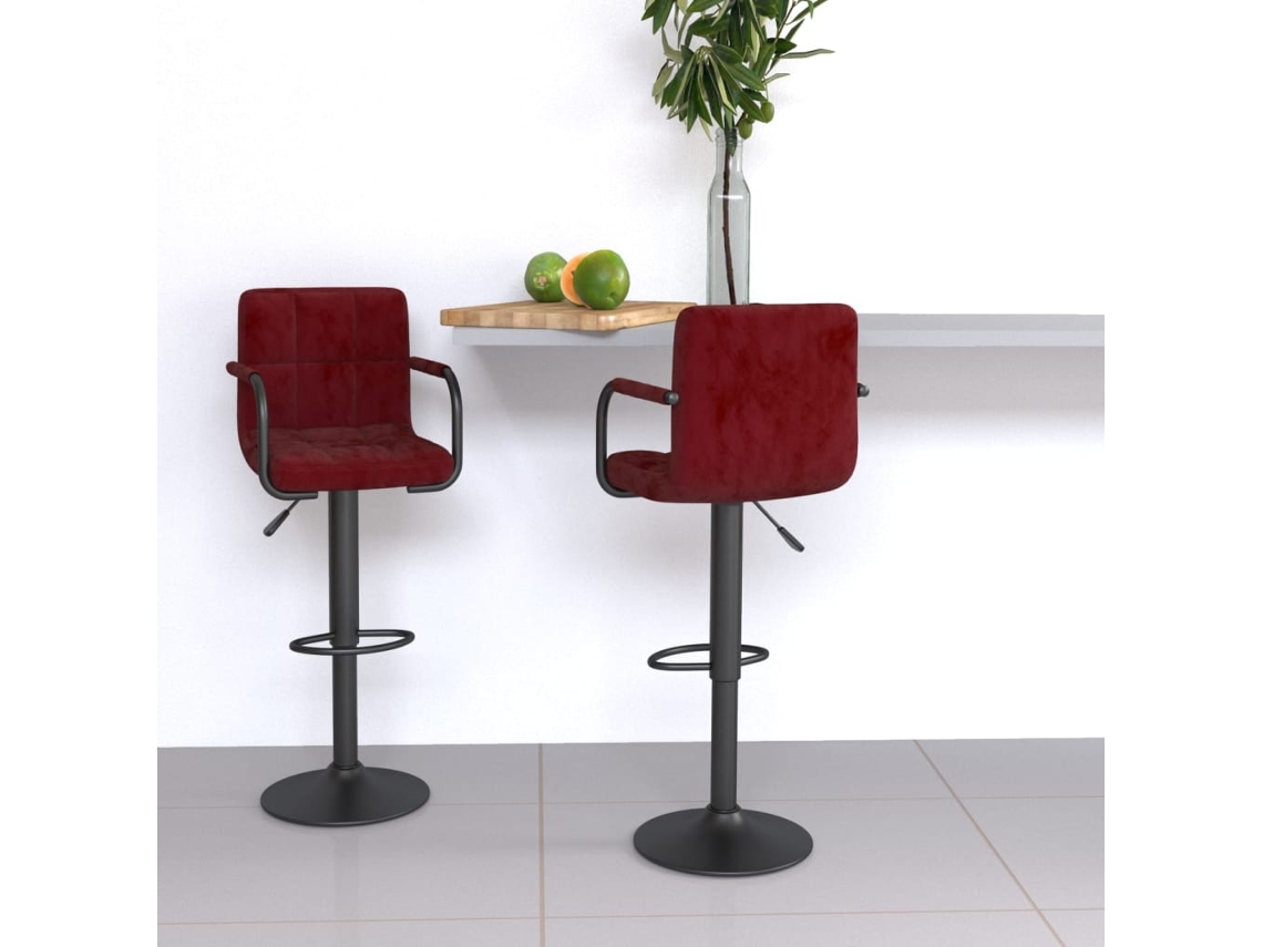 Vidaxl Bancos De Bar 2 Pcs Veludo Vermelho Tinto