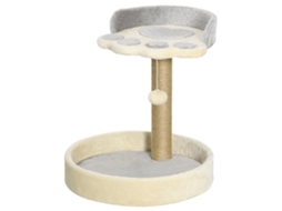 Arranhador Para Gato Com 2 Camas Poste De Juta Brinquedo Pendurado Ø41x44 Cm Cinza Claro