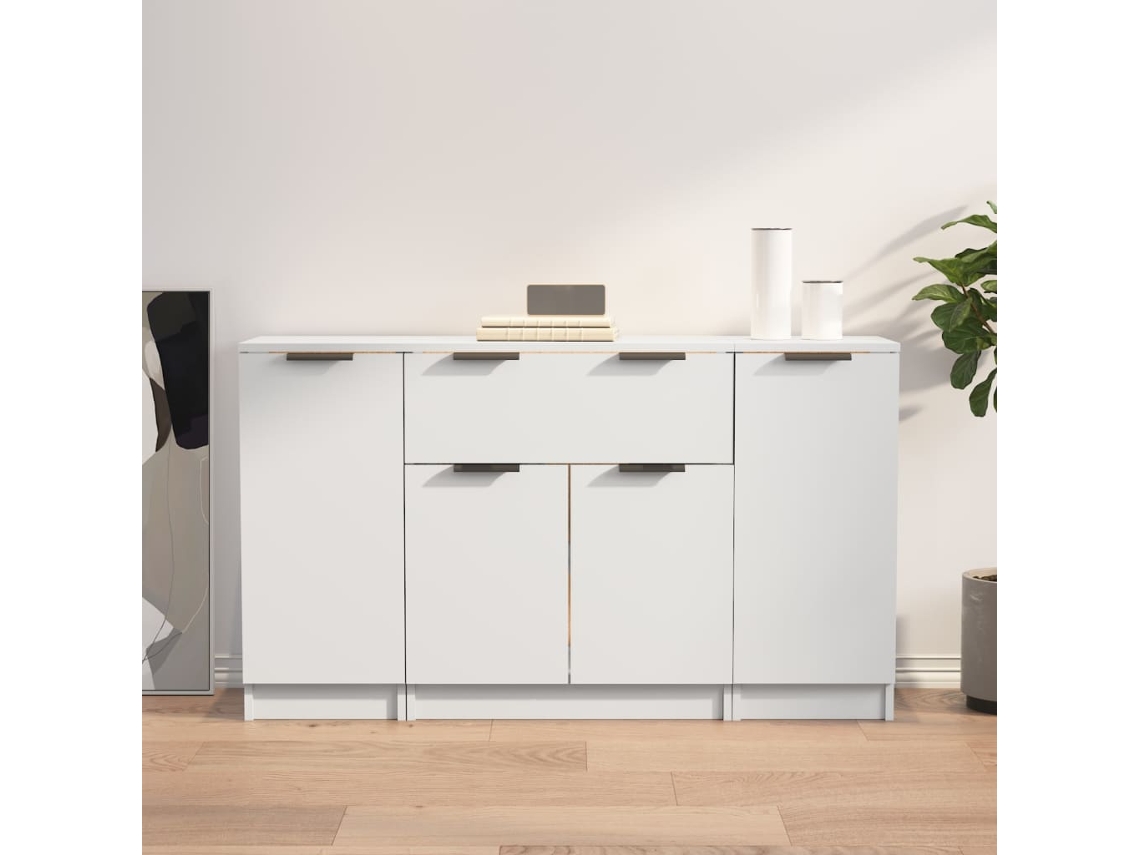 Vidaxl Aparadores 3 Pcs Madeira Processada Branco