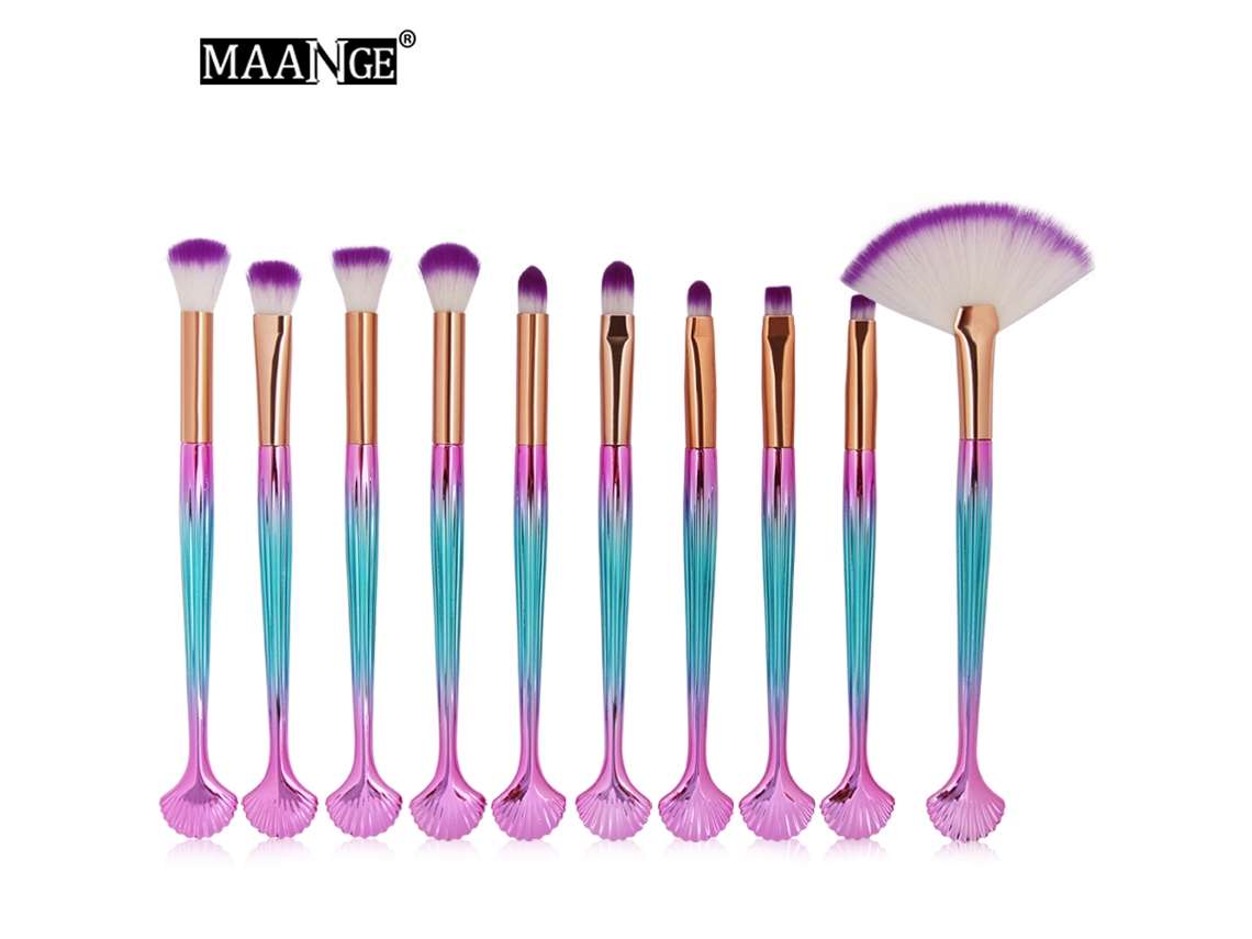 Juego de 10 brochas de maquillaje para polvos, sombras de ojos, cejas y labios, color blanco y morado Vante