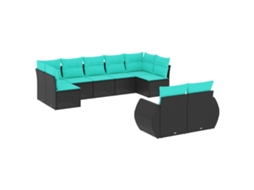 Conjunto de Sofá de Jardim, 5 Peças, Almofadas, Rattan Preto MAISON EXCLUSIVE