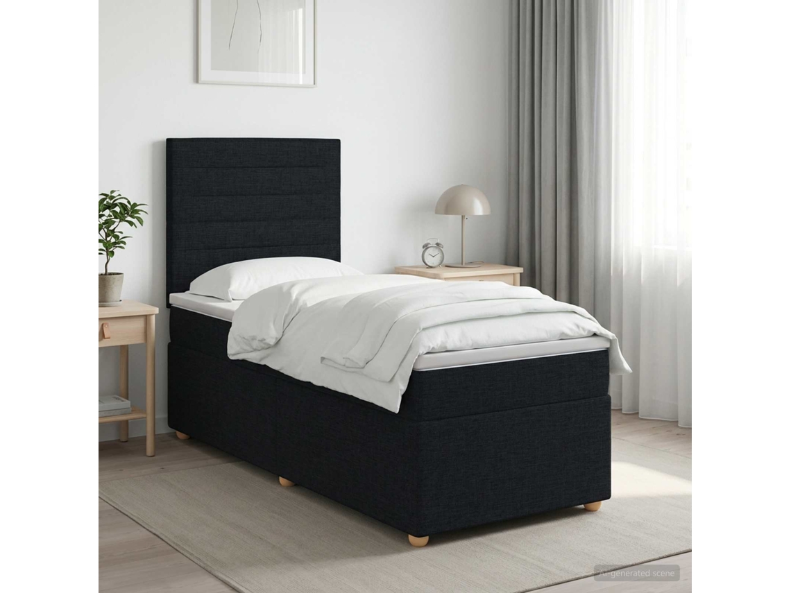 Vidaxl Cama Box Spring Com Colchão Preto 80 X 200 Cm Tecido