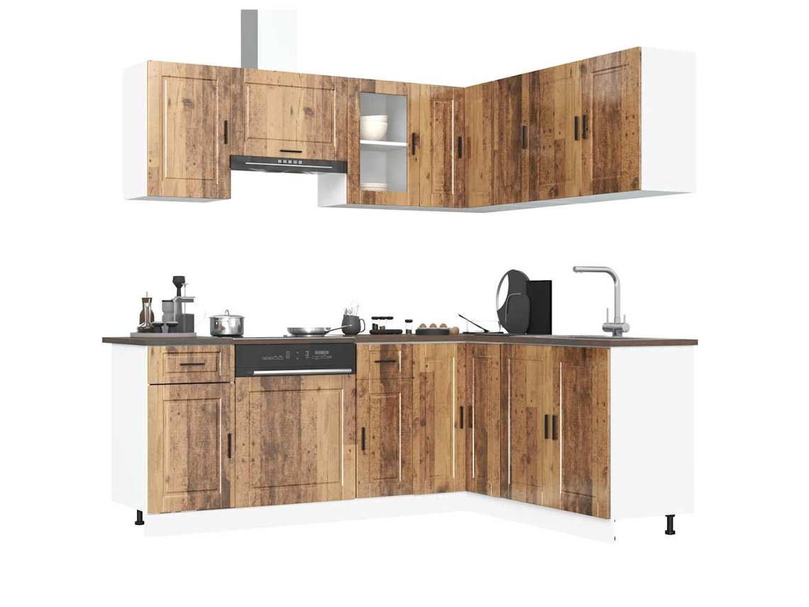 Vidaxl 11 Peças Armário De Cozinha Conjunto Porto Madeira Velha