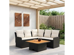 Vidaxl Conjuntos De Móveis 4 Pcs Preto E Creme Rattan De Pe