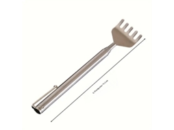 Conjunto de Massageador e Coçador de Costas em Aço Inoxidável com Telescópio de Bolso e Clipe para Caneta. MDUG