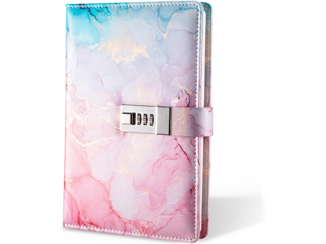 Caderno De Anotações A5 Com Senha Couro Pu Rosa Brilvibera