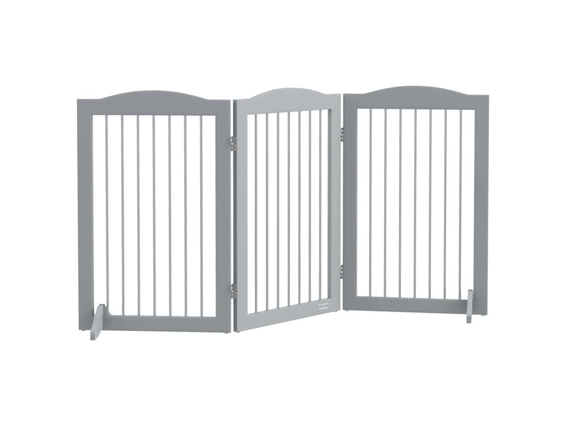 Portão de Segurança Dobrável com Três Placas com Dois Pés de Suporte 154 X 30 X 80 Cm Cinza Ge