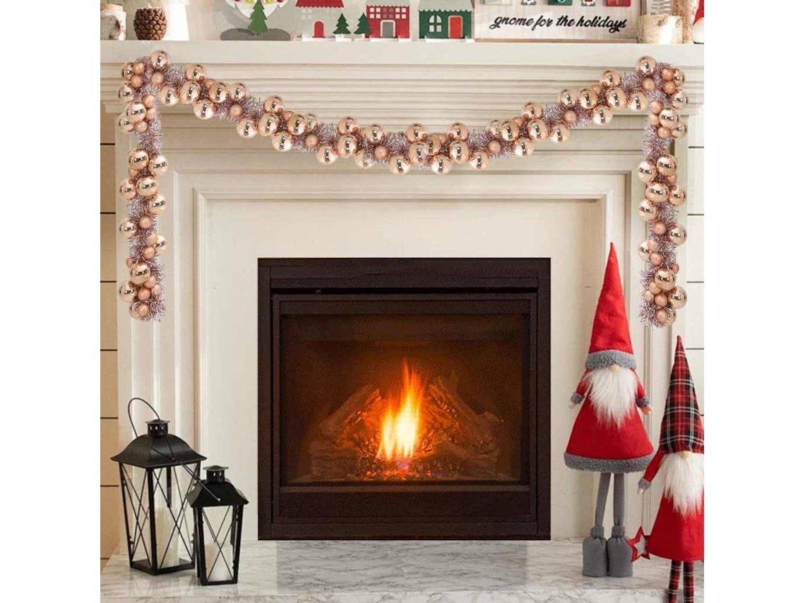 Vidaxl Guirlanda De Bolas De Natal Rosa Dourado 186 Cm Poliestireno