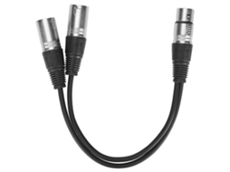Cabo Xlr Fêmea para Dois Xlr Macho Y splitter Microfone Áudio 0.3m 22awg