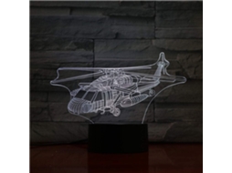 Luminária Noturna Usb 3d Led em Formato de Helicóptero Utilitário Uh, 60, Modelo de Avião Combate Black Hawk BRILVIBERA