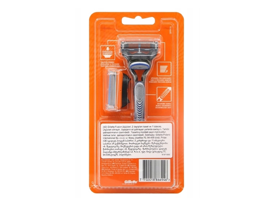 Aparelho de barbear Fusion5 com 2 lâminas para um barbear preciso Gillette