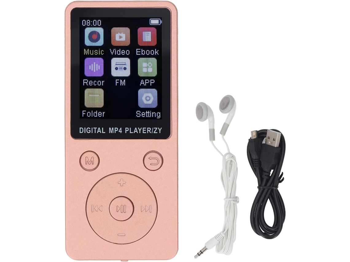 Leitor de MP3/MP4 de 64 GB com Bluetooth 5.0, tela de 5 polegadas, alto-falante e entrada para cartão de 1,8 GB (Dourado)