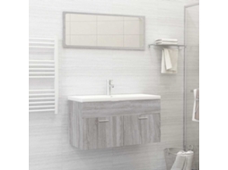 Vidaxl 2 Pcs Conjunto Móveis Wc Derivados De Madeira Sonoma Cinza