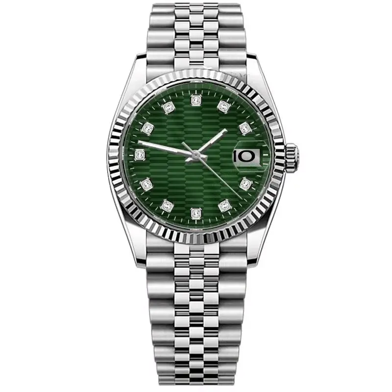 (verde) Relógio Masculino Automático Mecânico De 36/39 Mm, Mostrador Cravejado De Diamantes Com Cristal De Safira