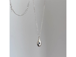 Colar de Oito Pontas com Esferas de Zircão e Cristal de Safira, Gotícula Pequena, Prata Pura 925, Estilo Descontraído MDUG (branco Dourado)