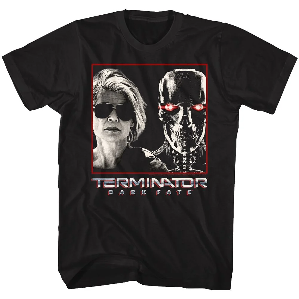 Rockinstone Terminator Dark Fate Sarah And Rev9 Black Adult T-shirt Size:xxxl
