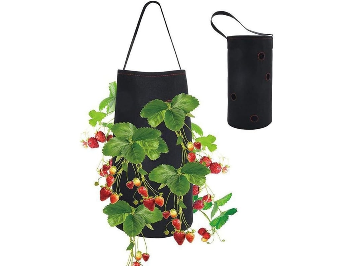 Sacola De Plantio De Morango 38x22cm Com 8 Buracos Tela Não Tecida Para Jardim Herbas Flores
