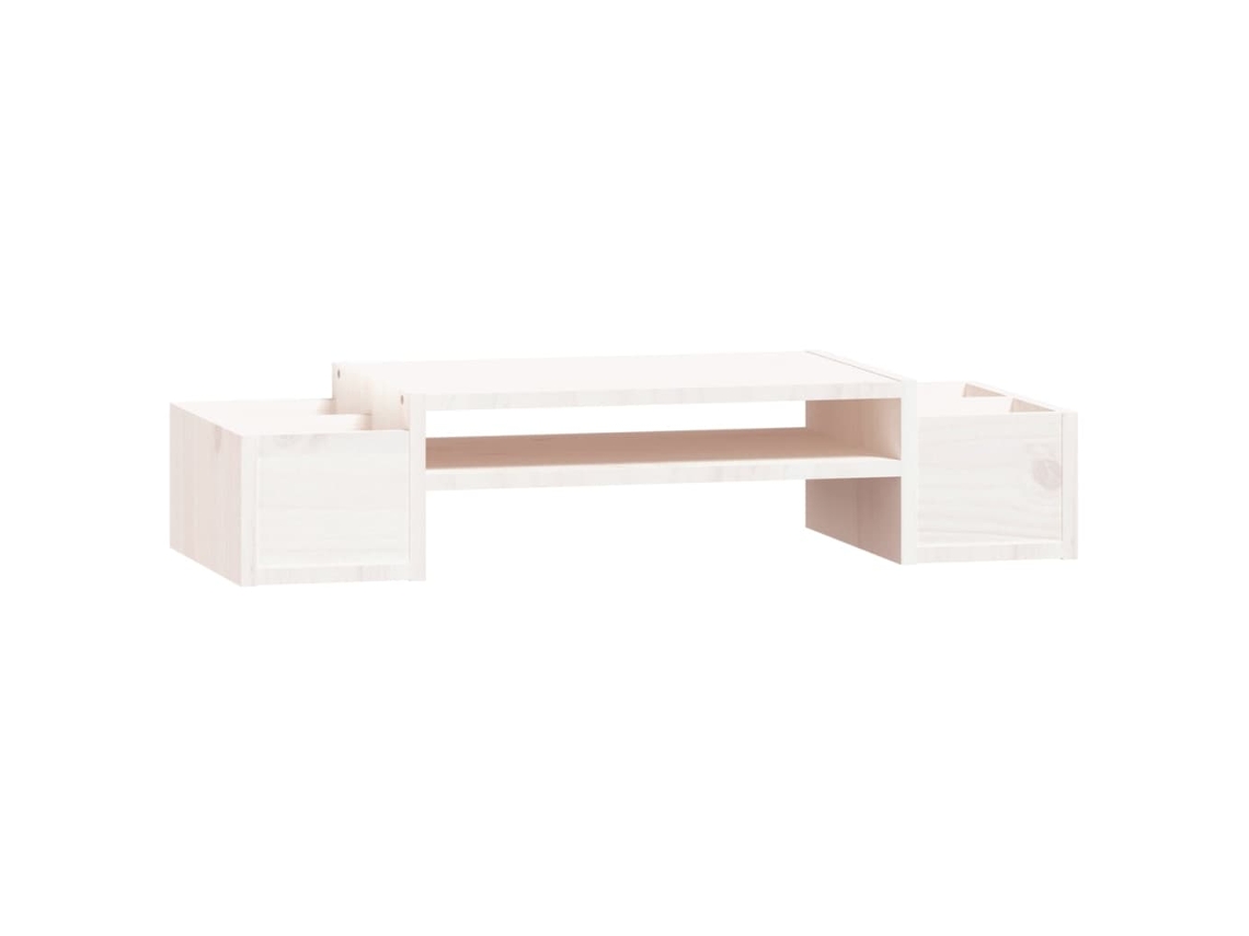 Monitor Stand, Monitor Stands Vidaxl Branco Madeira De Pinho (70 X 27.5 X 15 Cm)