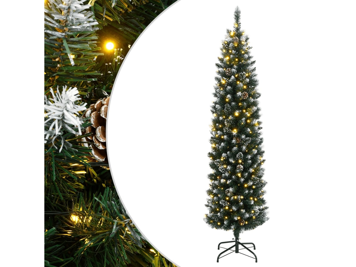 Vidaxl Árvore De Natal Artificial Fina Com 300 Luzes Led 240 Cm