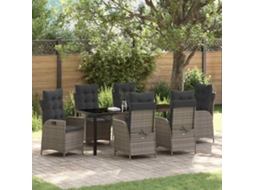 Vidaxl Conjunto de Jantar para Jardim 7 Pcs Cinzeto Vime Pe