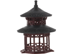 Miniatura de Pavilhão de Jardim em Resina para Decoração de Bonsai, Micro paisagem Asiática com Cúpula Dupla Retrô para CHABERLU