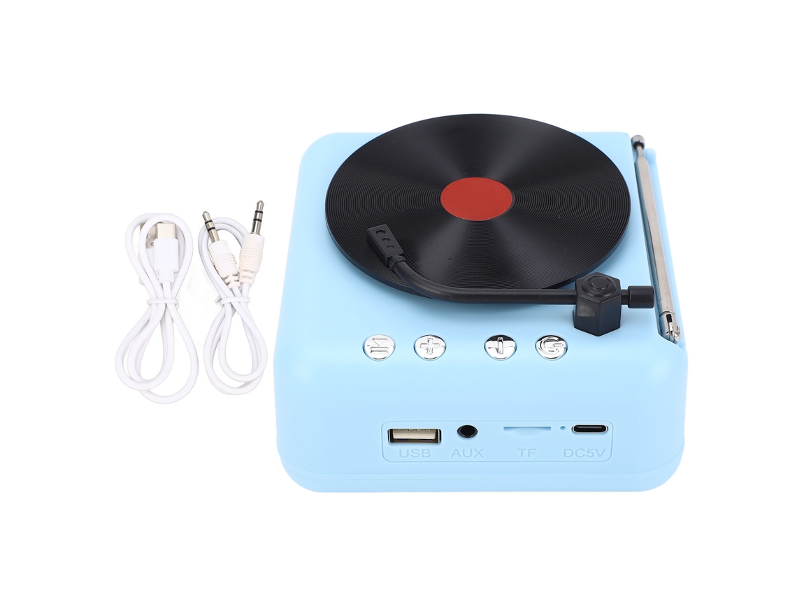 Aetheria alto falante Bluetooth Estilo Toca discos Retro Qualidade Hifi Som Bt5.0 Sem Fio Azul