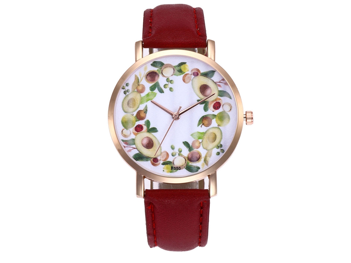 Relógio de Pulso Feminino de Quartzo com Cinto Pu Zhoulianfa Padrão Simples (vermelho)