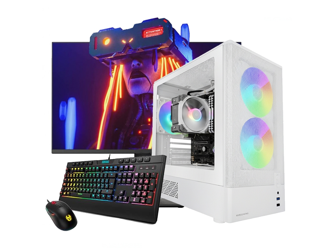 Computador para jogos Onyx Branco Intel I5 14400f / 16gb DDR4 / SSD de 480gb / RTX 5050 / Monitor Full HD de 27'' / Windows 11