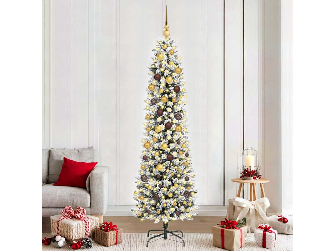 Vidaxl Árvore De Natal Artificial Branco 210 Cm Pvc, Metal E Plástico
