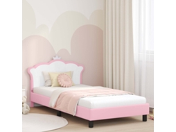 Vidaxl Estrutura De Cama Infantil Com Cabeceira Rosa 80 X 200 Cm Pu