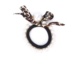 Lazo De Cabelo Com Pérolas Falsas E Estampa De Leopardo Preto Para Mulheres E Meninas, Acessório De Cabelo Elegante, Presente