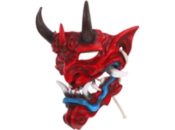 Máscara Hannya Assustadora Para Halloween E Acessório De Fantasia De Cosplay Com Faixa.