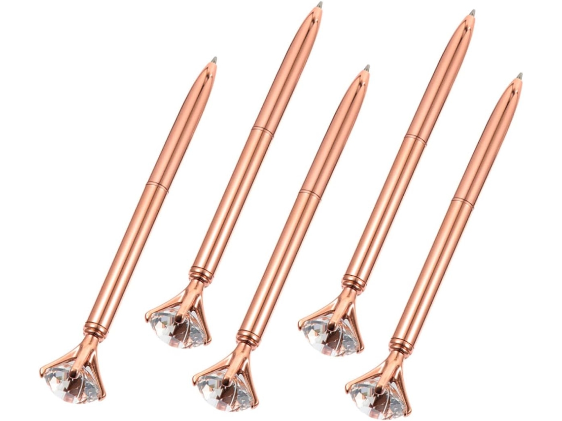Conjunto De 5 Canetas Esferográficas Exceart Douradas Com Detalhes Em