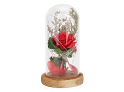 Luz Led Noite Rosa Plástica Base Madeira Branco Quente
