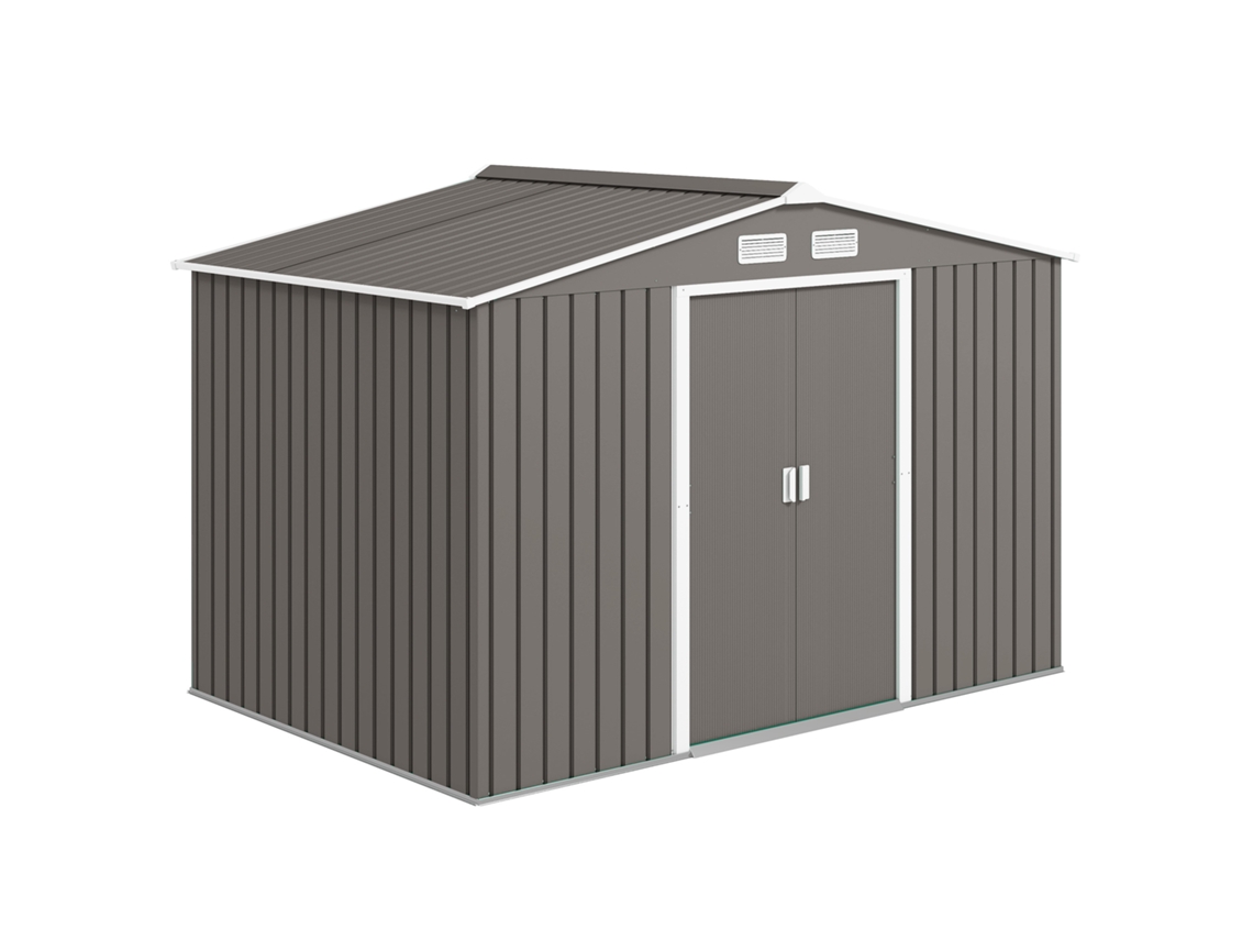 Casinha de jardim externa de 4,5 m² com painéis frontais transparentes e 2 portas de correr (260x194x200 cm) S/MARCA