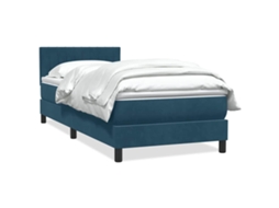 Vidaxl Cama Com Molas/colchão 80x220 Cm Veludo Azul-escuro