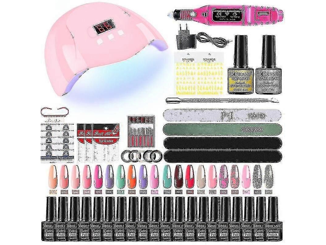 Kit de Unhas Gel Profissional Conjunto com 120w/54w Lâmpada Unha Uv e Broca Compatível Todo o G El Secagem Esmalte M GOKOCO
