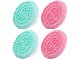 Conjunto Callaron Com 4 Escovas De Massagem Meridiana Plástico Verde E Rosa, Pente Esfoliante Para Corpo E Rosto