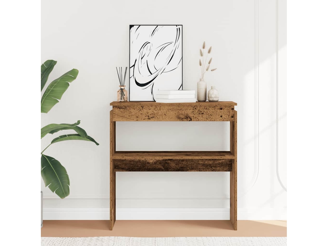 Vidaxl Mesa Consola 80x30x80 Cm Derivados De Madeira Madeira Velha