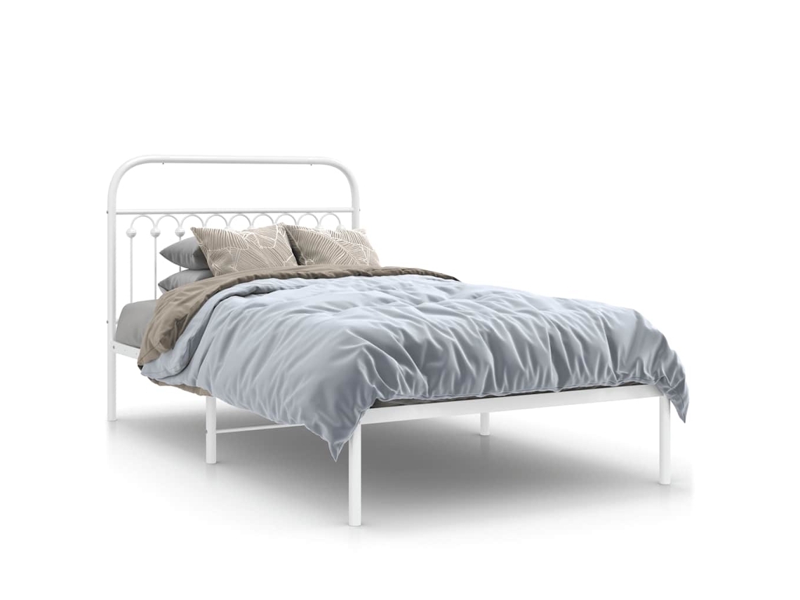 Estrutura de Cama em Metal com Cabeceira Branco MAISON EXCLUSIVE 107x203 cm
