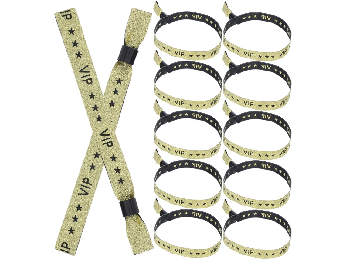 20-pulseiras Vip Douradas Em Tecido Para Casamentos E Eventos, Pulseiras Resistentes Para Identificação Em Shows E Casas